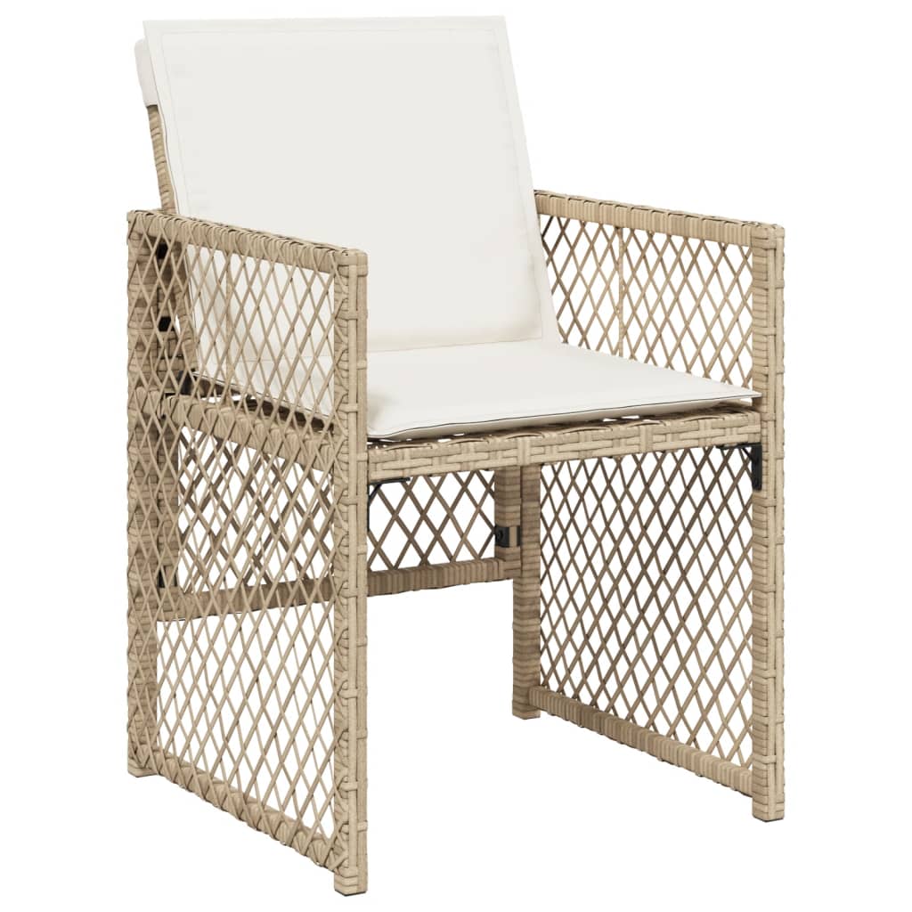 13-tlg. Garten-Essgruppe mit Kissen Beige Poly Rattan