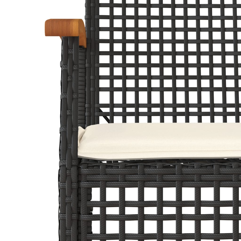 4-tlg. Garten-Lounge-Set mit Kissen Schwarz Poly Rattan