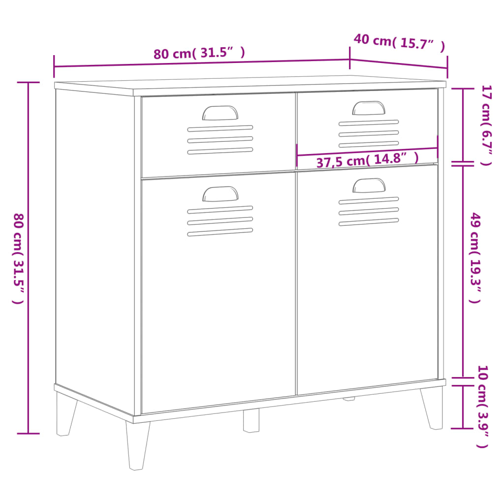 Sideboard VIKEN Schwarz 80x40x80 cm Holzwerkstoff