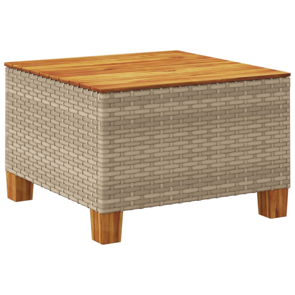 Gartentisch Beige 55x55x36 cm Poly Rattan Akazienholz