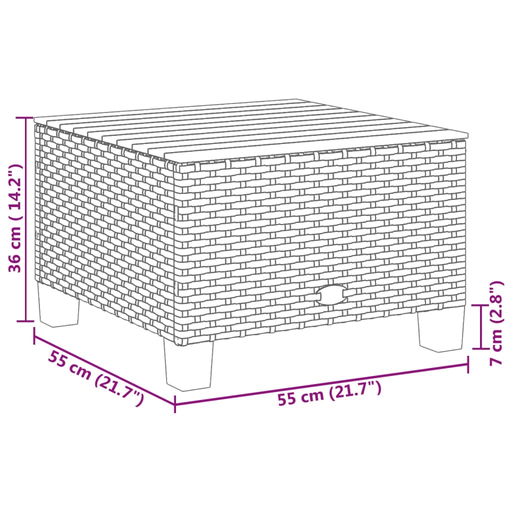 Gartentisch Beige 55x55x36 cm Poly Rattan Akazienholz