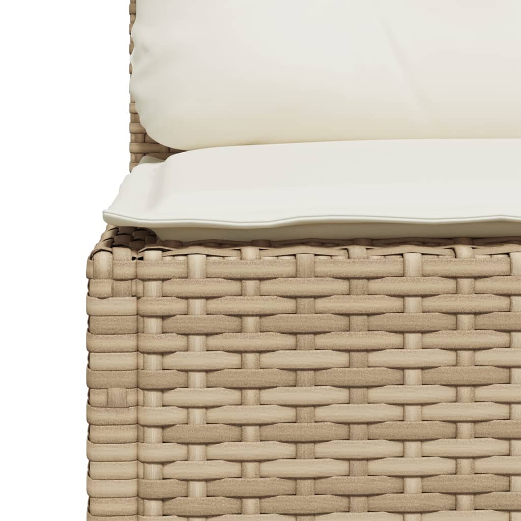 Gartensofa mit Kissen 3-Sitzer Beige Poly Rattan