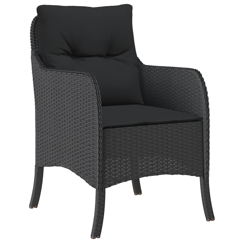 5-tlg. Garten-Essgruppe mit Kissen Schwarz Poly Rattan