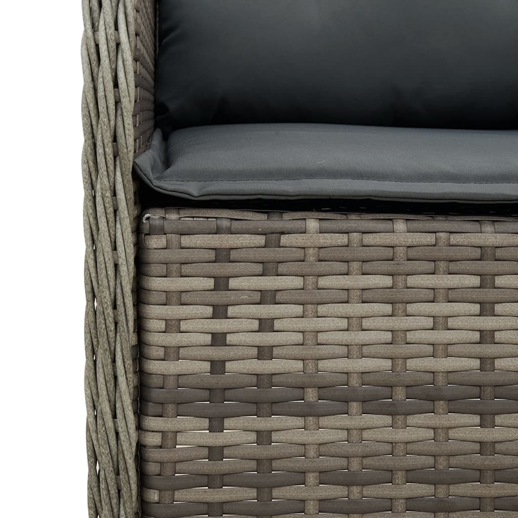 5-tlg. Garten-Essgruppe mit Kissen Grau Poly Rattan