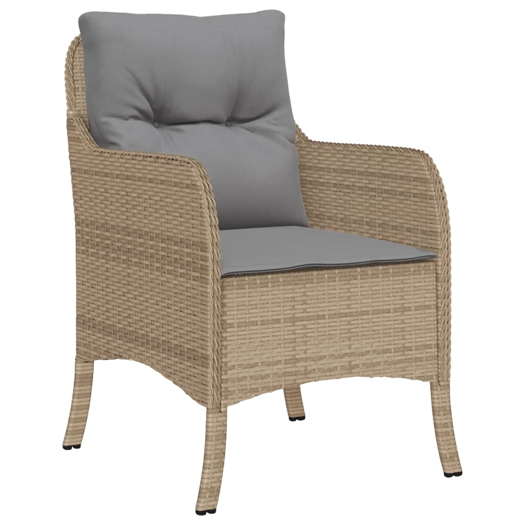 7-tlg. Garten-Essgruppe mit Kissen Beige Poly Rattan