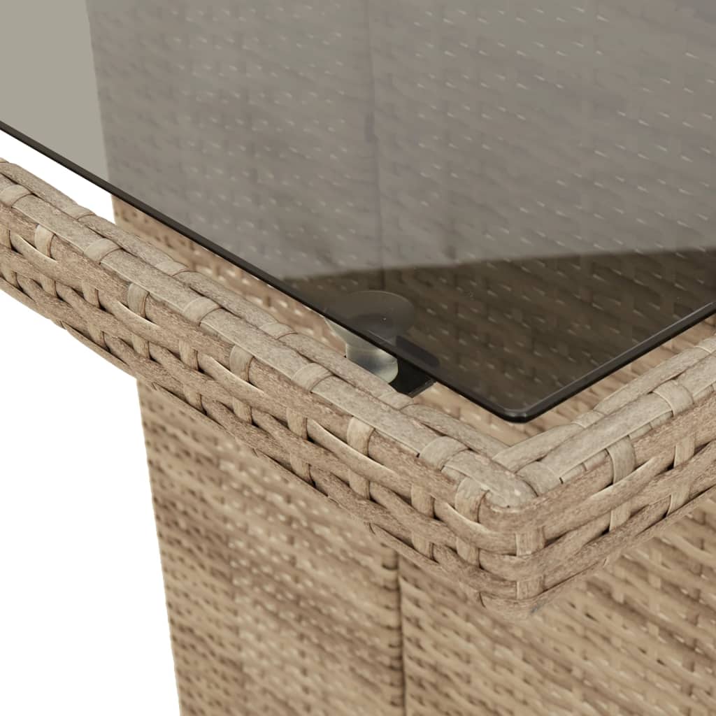 7-tlg. Garten-Essgruppe mit Kissen Beige Poly Rattan