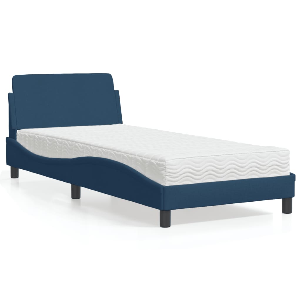 Bett mit Matratze Blau 80x200 cm Stoff