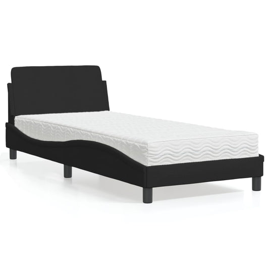 Bett mit Matratze Schwarz 90x190 cm Stoff