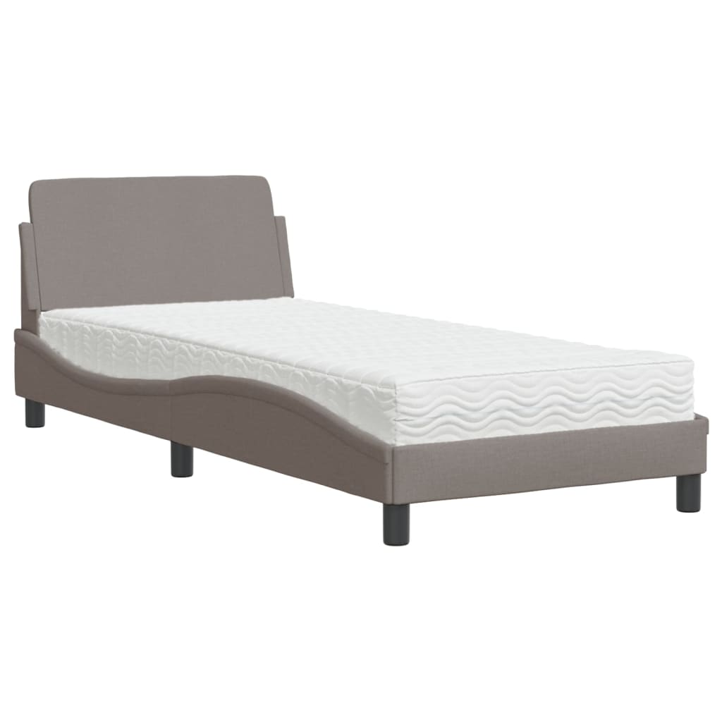 Bett mit Matratze Taupe 90x190 cm Stoff