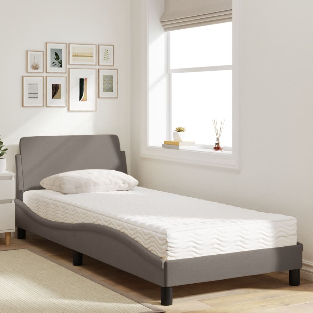 Bett mit Matratze Taupe 90x190 cm Stoff