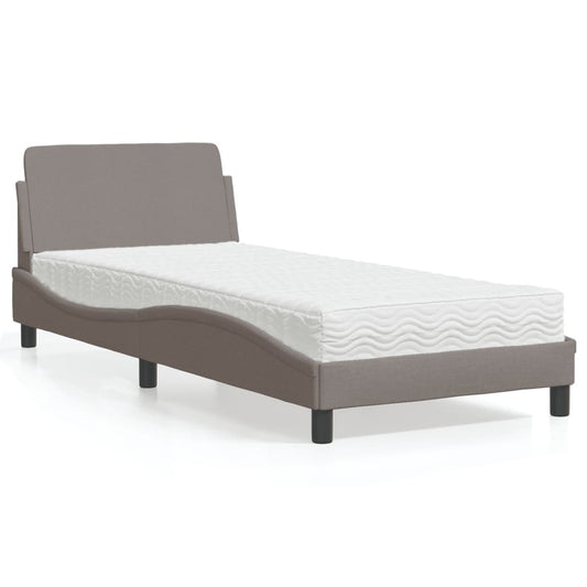 Bett mit Matratze Taupe 90x190 cm Stoff