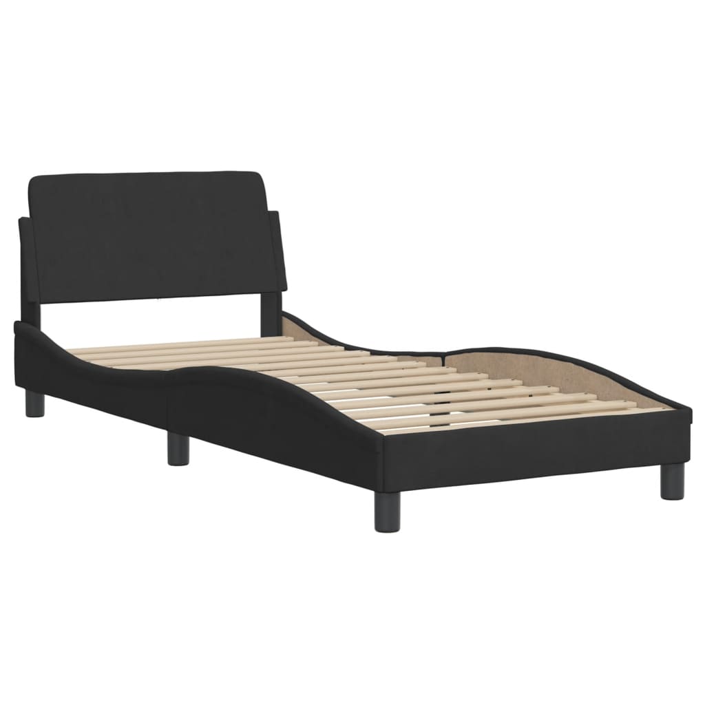 Bett mit Matratze Schwarz 90x190 cm Samt