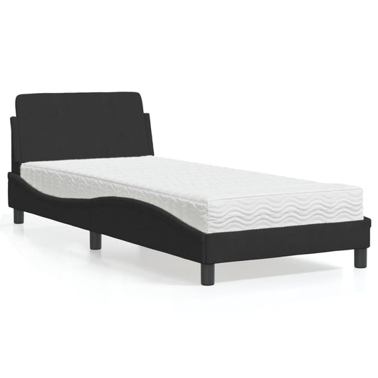 Bett mit Matratze Schwarz 90x190 cm Samt