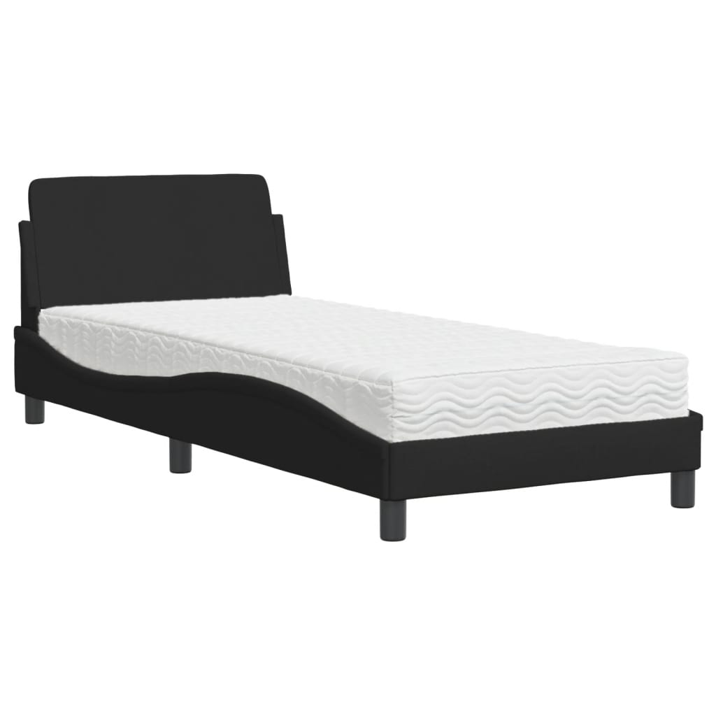 Bett mit Matratze Schwarz 90x200 cm Stoff