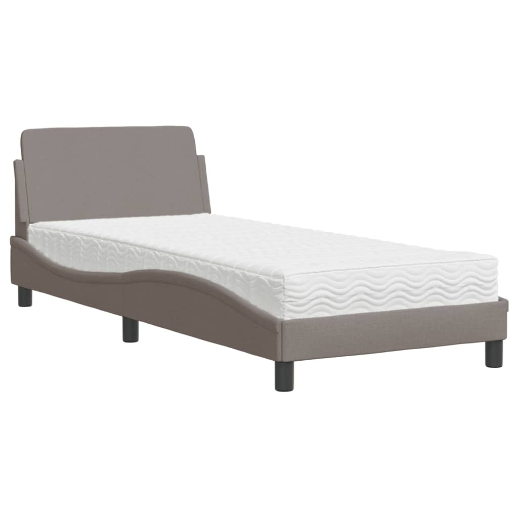 Bett mit Matratze Taupe 90x200 cm Stoff