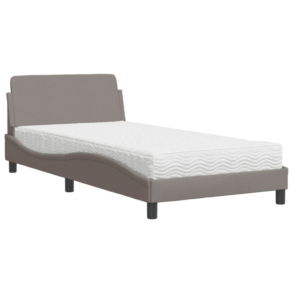 Bett mit Matratze Taupe 100x200 cm Stoff