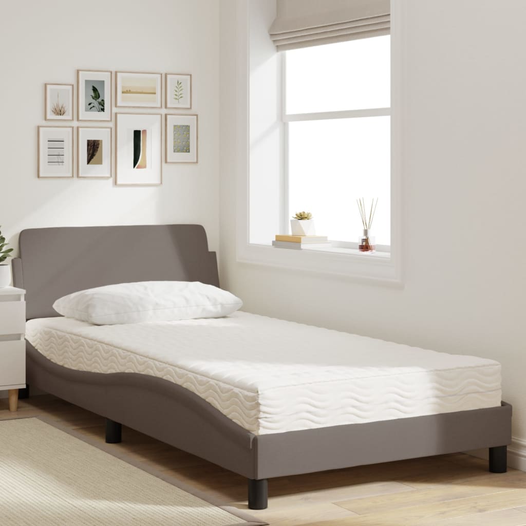 Bett mit Matratze Taupe 100x200 cm Stoff