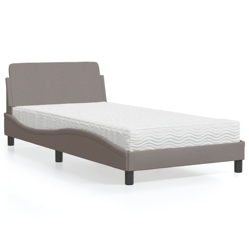 Bett mit Matratze Taupe 100x200 cm Stoff