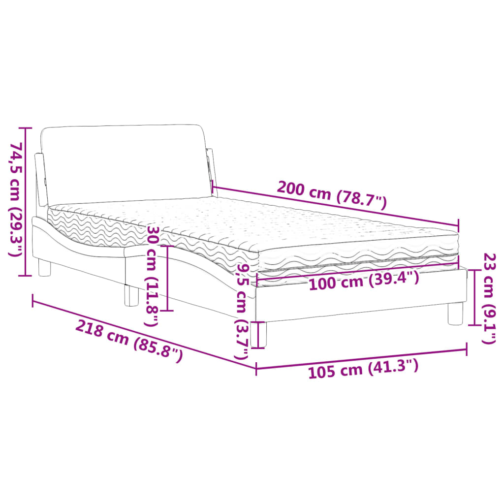 Bett mit Matratze Schwarz 100x200 cm Kunstleder