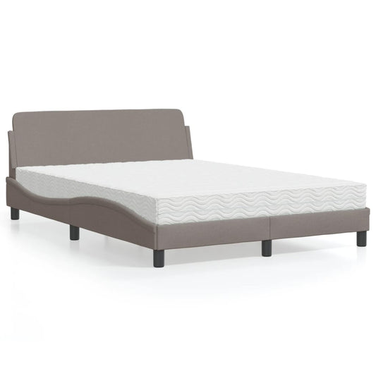 Bett mit Matratze Taupe 120x200 cm Stoff