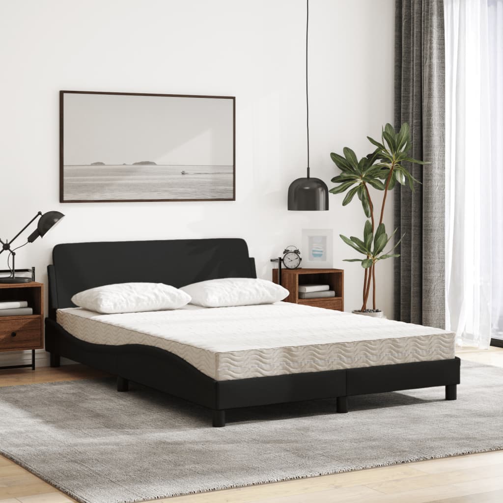 Bett mit Matratze Schwarz 140x190 cm Stoff