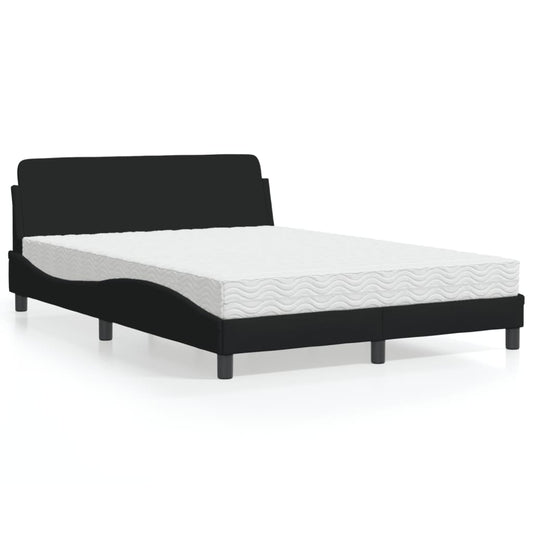 Bett mit Matratze Schwarz 140x190 cm Stoff