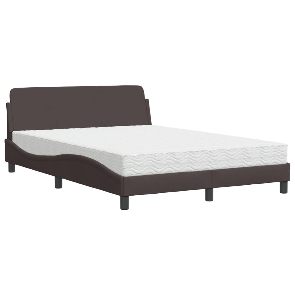 Bett mit Matratze Dunkelbraun 140x190 cm Stoff