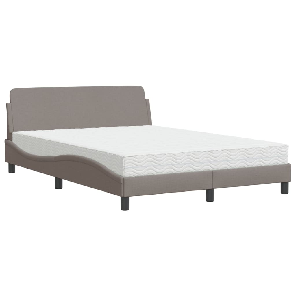 Bett mit Matratze Taupe 140x190 cm Stoff