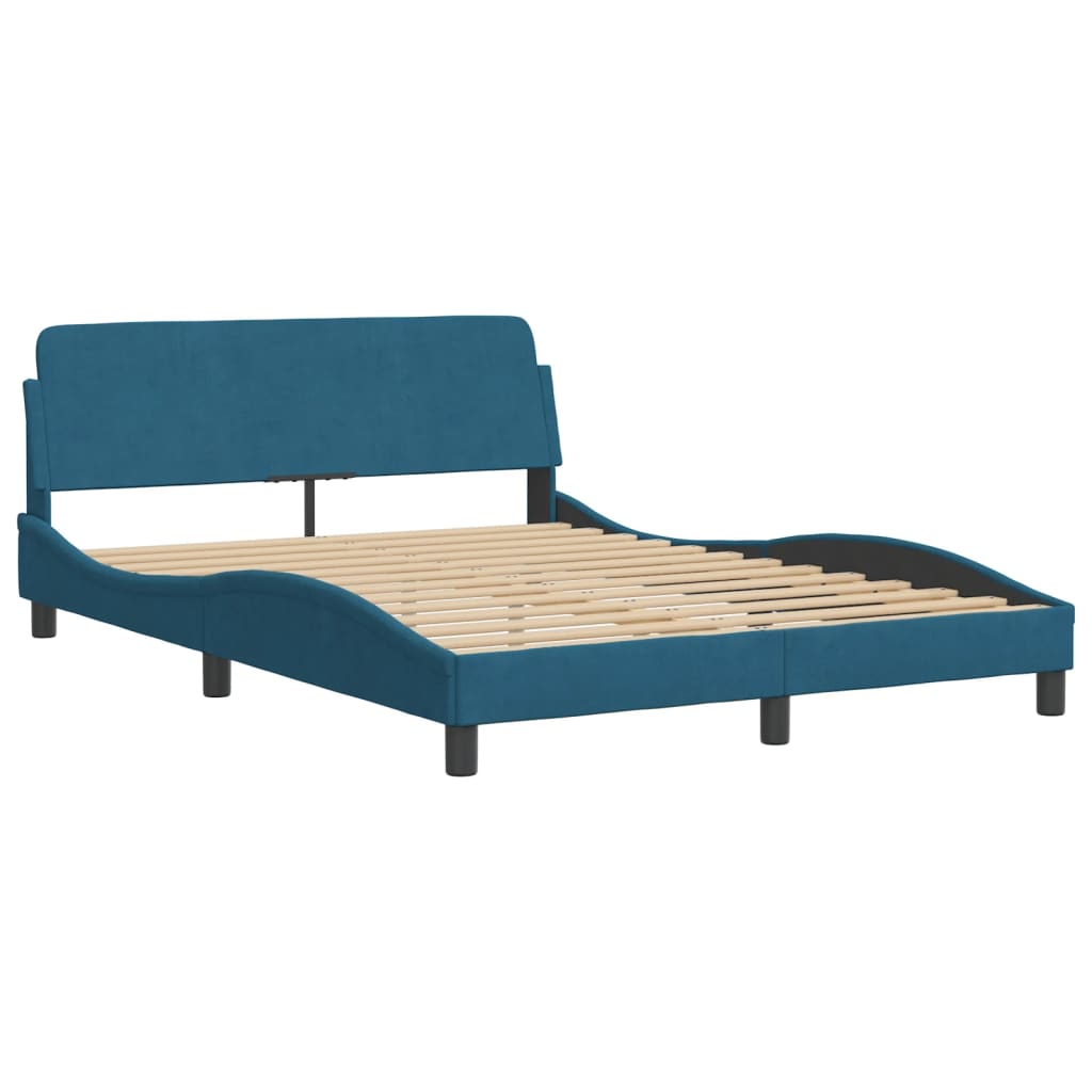 Bett mit Matratze Blau 140x190 cm Samt