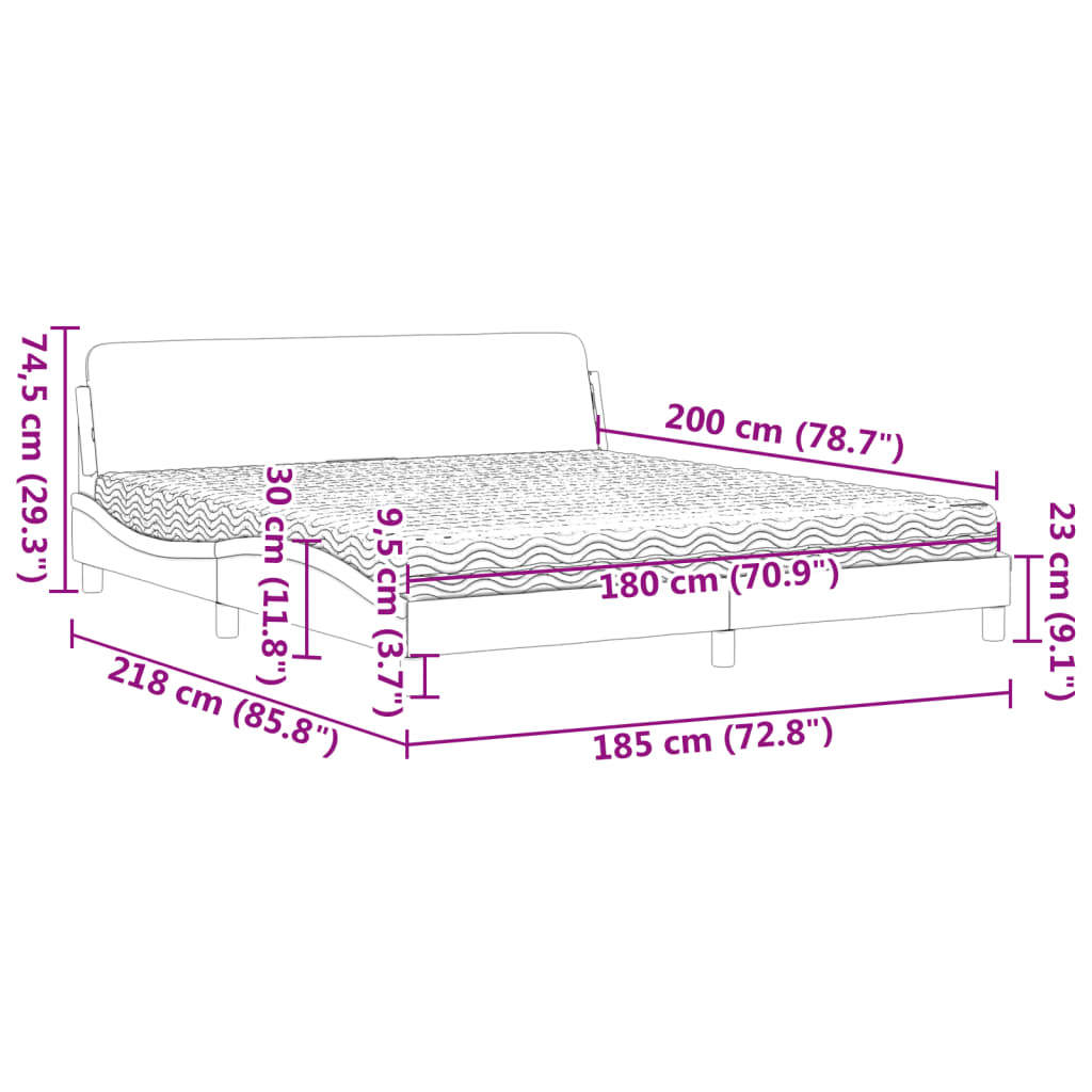 Bett mit Matratze Dunkelgrau 180x200 cm Stoff