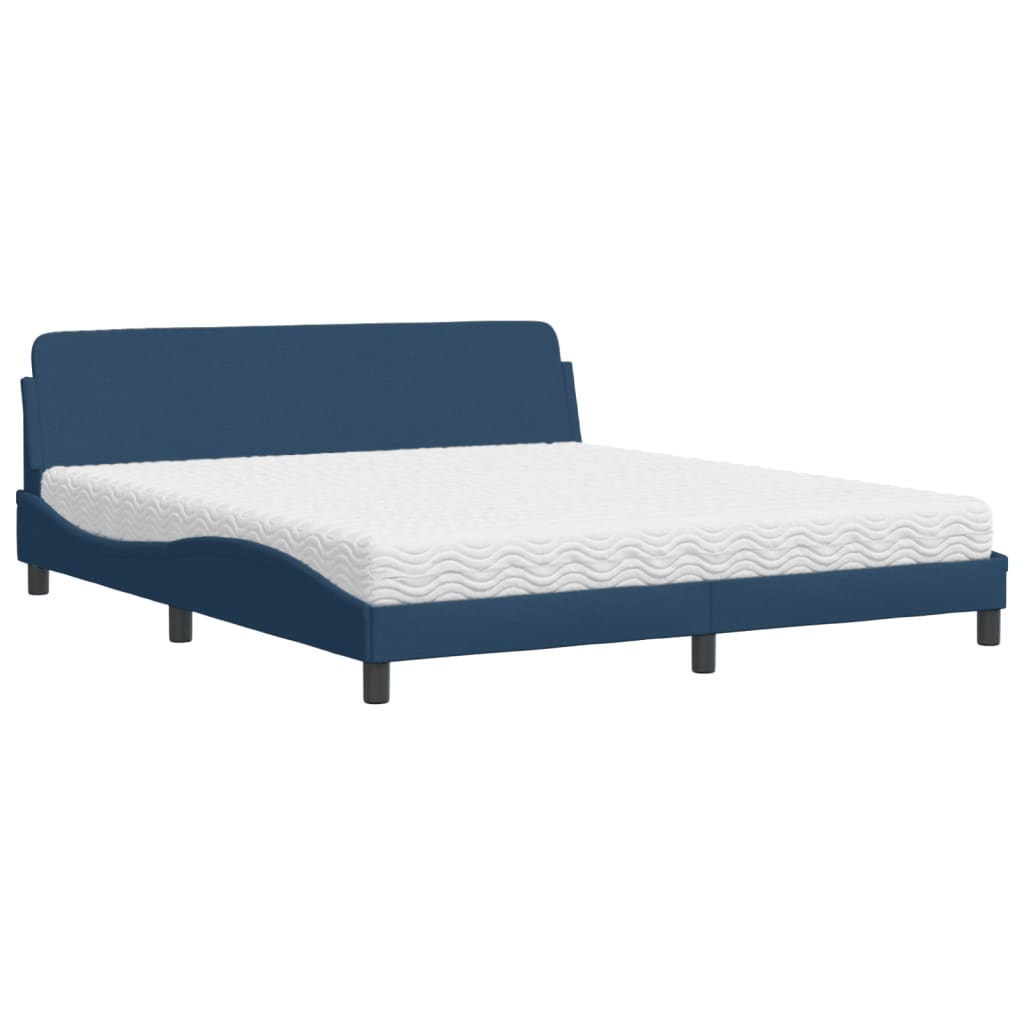 Bett mit Matratze Blau 180x200 cm Stoff