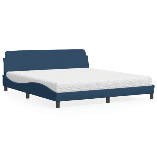 Bett mit Matratze Blau 180x200 cm Stoff