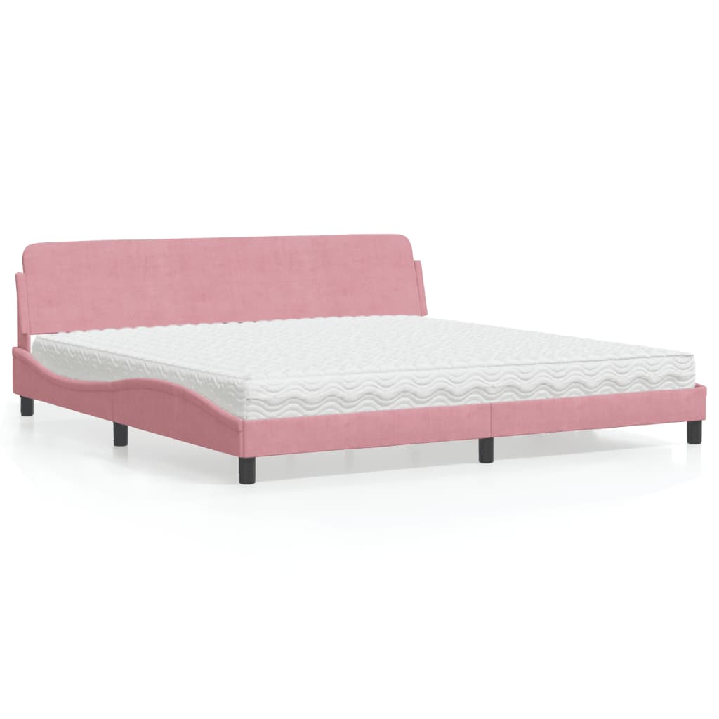 Bett mit Matratze Rosa 200x200 cm Samt