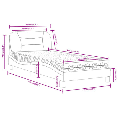 Bett mit Matratze "Hvar" Schwarz 80x200 cm Stoff