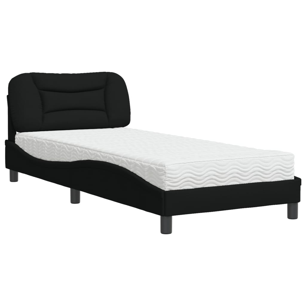 Bett mit Matratze Schwarz 90x190 cm Stoff