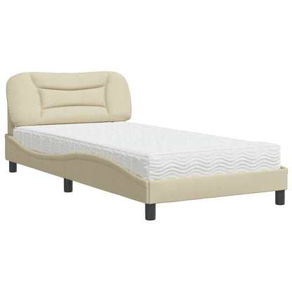 Bett mit Matratze "Hvar" Creme 100x200 cm Stoff