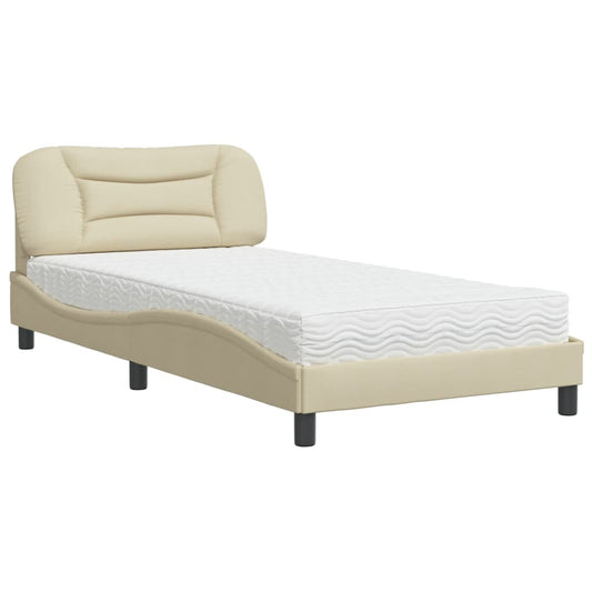 Bett mit Matratze "Hvar" Creme 100x200 cm Stoff