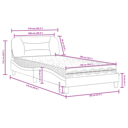 Bett mit Matratze "Hvar" Creme 100x200 cm Stoff