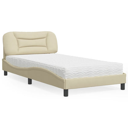 Bett mit Matratze "Hvar" Creme 100x200 cm Stoff