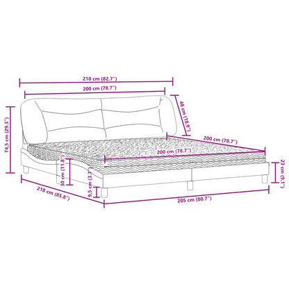 Bett mit Matratze "Hvar" Dunkelgrau 200x200 cm Stoff