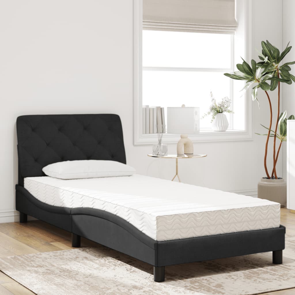 Bett mit Matratze Schwarz 90x190 cm Samt