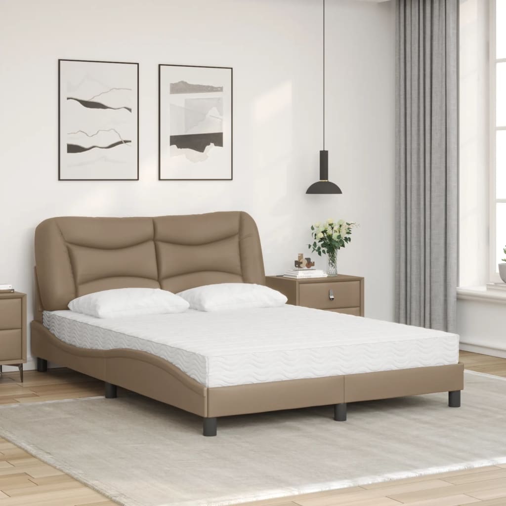 Bett mit Matratze Cappuccino-Braun 140x200 cm Kunstleder