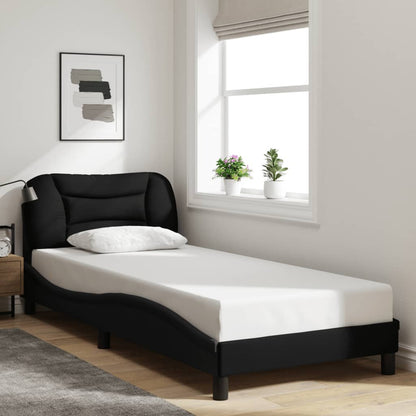 Bettgestell mit LED ohne Matratze "Hvar" Schwarz 80x200 cm Stoff
