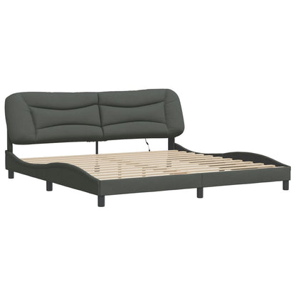 Bettgestell mit LED ohne Matratze "Hvar" Dunkelgrau 200x200 cm Stoff