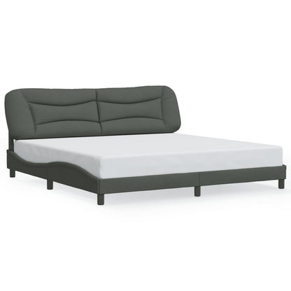 Bettgestell mit LED ohne Matratze "Hvar" Dunkelgrau 200x200 cm Stoff