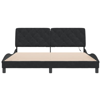 Bettgestell mit LED ohne Matratze Schwarz 180x200 cm Samt