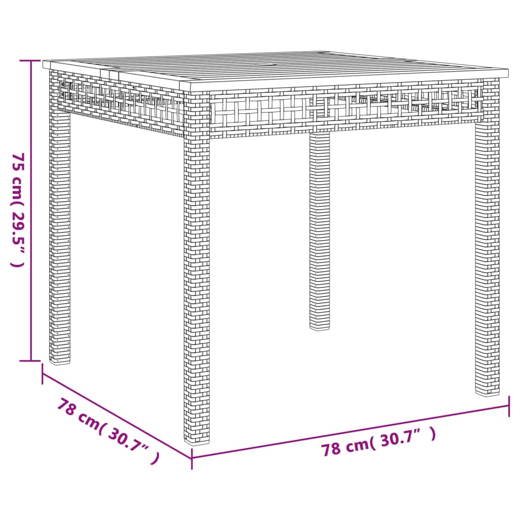 3-tlg. Garten-Essgruppe mit Kissen Schwarz Poly Rattan