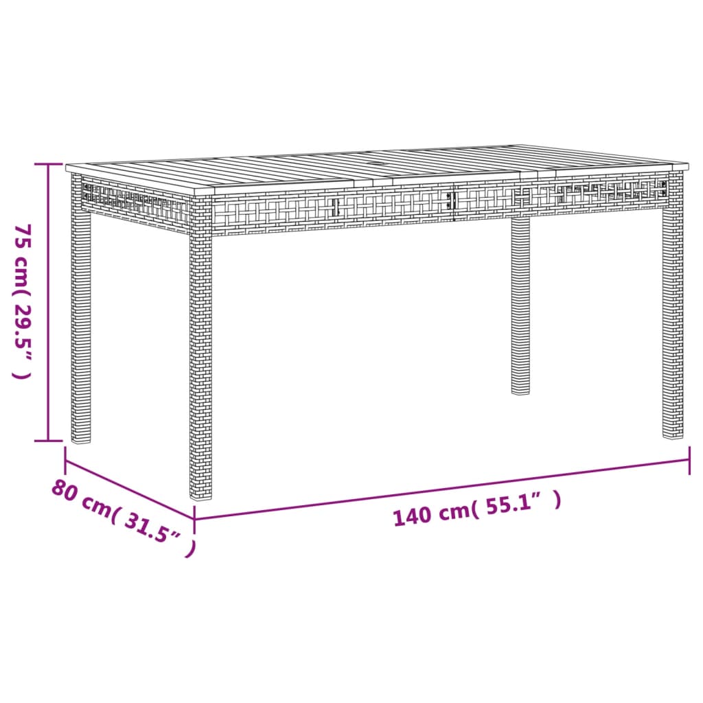 7-tlg. Garten-Essgruppe mit Kissen Schwarz Poly Rattan