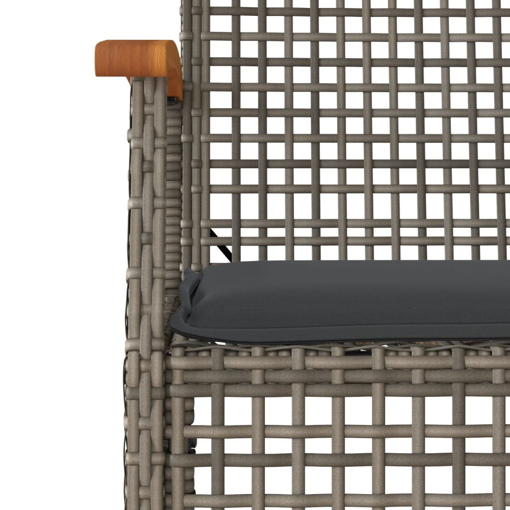 3-tlg. Garten-Essgruppe mit Kissen Grau Poly Rattan