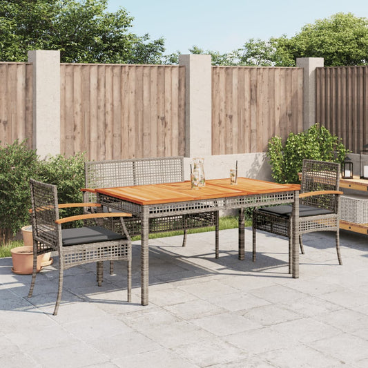 4-tlg. Garten-Essgruppe mit Kissen Grau Poly Rattan